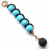 Copper Turquoise Pendant With Lava Rock Charm
