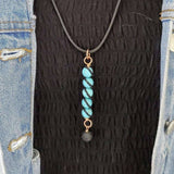 Copper Turquoise Pendant With Lava Rock Charm