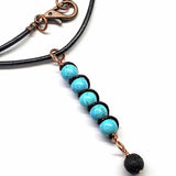 Copper Turquoise Pendant With Lava Rock Charm