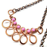 Copper Wire Wrapped Sculpted Pink Gemstone Necklace by Alexa Martha Designs