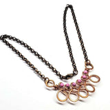 Copper Wire Wrapped Sculpted Pink Gemstone Necklace by Alexa Martha Designs