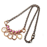 Copper Wire Wrapped Sculpted Pink Gemstone Necklace by Alexa Martha Designs
