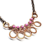 Copper Wire Wrapped Sculpted Pink Gemstone Necklace by Alexa Martha Designs