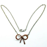 Wire Wrapped Copper Bow Tie  Silver Chain Necklace by Alexa Martha Designs