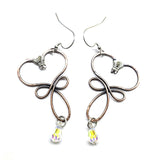 Crystal Drop Copper Heart Earrings by Alexa Martha Designs