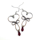 Crystal Drop Copper Heart Earrings by Alexa Martha Designs