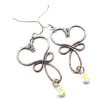 Crystal Drop Copper Heart Earrings by Alexa Martha Designs