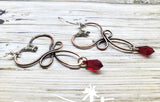 Crystal Drop Copper Heart Earrings by Alexa Martha Designs
