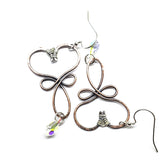 Crystal Drop Copper Heart Earrings by Alexa Martha Designs