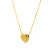 Small Puffed Heart Necklace in 14K Yellow Gold