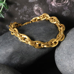 Double Oval Link Chain Bracelet in 14k Yellow Gold