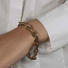 Double Oval Link Chain Bracelet in 14k Yellow Gold