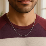 14k White Gold Oval Cable Link Chain (1.20 mm)