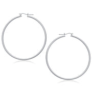 14k White Gold Polished Hoop Earrings (2x60mm)