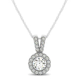 Round Pendant with Split Bail and Diamond Halo in 14k White Gold (3/4 cttw)