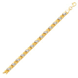 14k Two-Tone Gold Fancy Weave Bracelet with Contrasting Finish (6.35 mm)