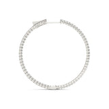 14k White Gold Slim Two Sided Diamond Hoop Earrings (1 1/2 cttw)
