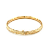 14k Yellow Gold Diamond Cut Design Dome Motif Children's Bangle