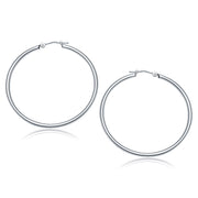 14k White Gold Polished Hoop Earrings (2x40mm)