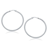 14k White Gold Polished Hoop Earrings (2x40mm)