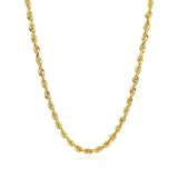 14k Yellow Gold Solid Diamond Cut Rope Chain (3.00 mm)