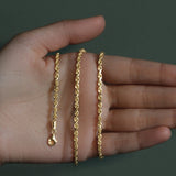 14k Yellow Gold Solid Diamond Cut Rope Chain (3.00 mm)