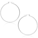 14k White Gold Polished Hoop Earrings (45 mm)