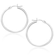 14k White Gold Polished Hoop Earrings (1.5x25mm)