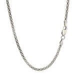 Rhodium Plated 2.5mm Sterling Silver Popcorn Style Chain (2.50 mm)