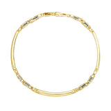 14k Two-Tone Gold Fancy Bar Style Mens Bracelet with Curved Connectors (9.65 mm)