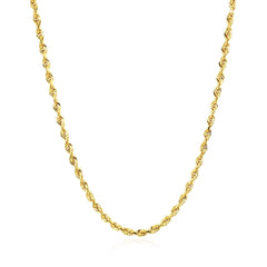 14k Yellow Gold Solid Diamond Cut Rope Chain (2.50 mm)