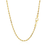 14k Yellow Gold Solid Diamond Cut Rope Chain (2.50 mm)