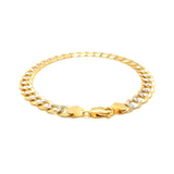 14k Two Tone Gold Pave Curb Bracelet (7.00 mm)