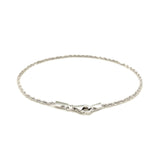 14k White Gold Solid Diamond Cut Rope Bracelet 1.5mm