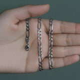 14k White Gold Solid Figaro Chain (4.50 mm)