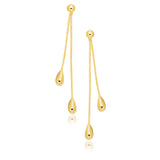 14k Yellow Gold Double Drop Long Earrings