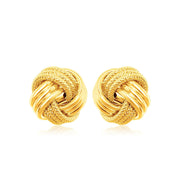 14k Yellow Gold Love Knot with Ridge Texture Earrings