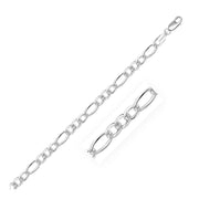 Rhodium Plated Sterling Silver Figaro Style Chain (5.40 mm)