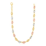 14k Tri Color Gold High Polish Puffed Mariner Link Chain (4.90 mm)