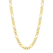 14K Yellow Gold Solid Pave Figaro Chain (5.90 mm)