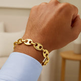 14k Yellow Gold Puffed Mariner Link Bracelet (11.00 mm)
