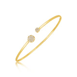 14k Yellow Gold High Polish Diamond Cluster Bangle (2mm)