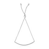 14k White Gold Smooth Curved Bar Lariat Design Bracelet (1.00 mm)