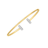 14k Two Tone Gold Diamond Tee Bar Bangle