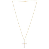 14k Yellow Gold Pearl Cross Pendant