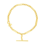 14k Yellow Gold 7 1/5 inch Alternating Oval and Round Chain Bracelet with Toggle