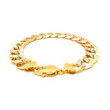 12.18 mm 14k Two Tone Gold Pave Curb Bracelet