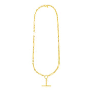 14k Yellow Gold Alternating Oval and Round Chain Necklace with Toggle