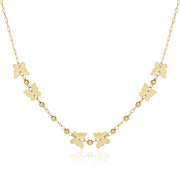 14k Yellow Gold 18 inch Necklace with Polished Butterflies and Beads