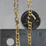 14k Yellow Gold 7 inch Figaro Chain Bracelet with Heart